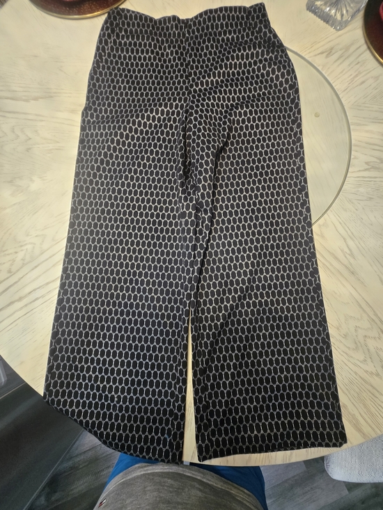 Jules & Leopold Pants - Jules & Leopold Black Geometric Wide-Leg Trousers